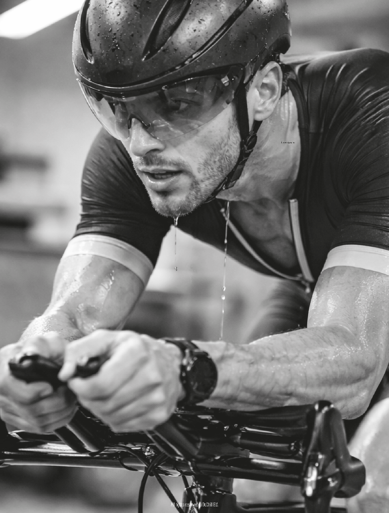 Cyclist in intense training