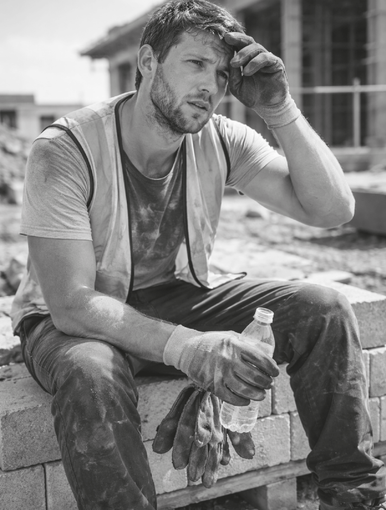 Construction worker in heat